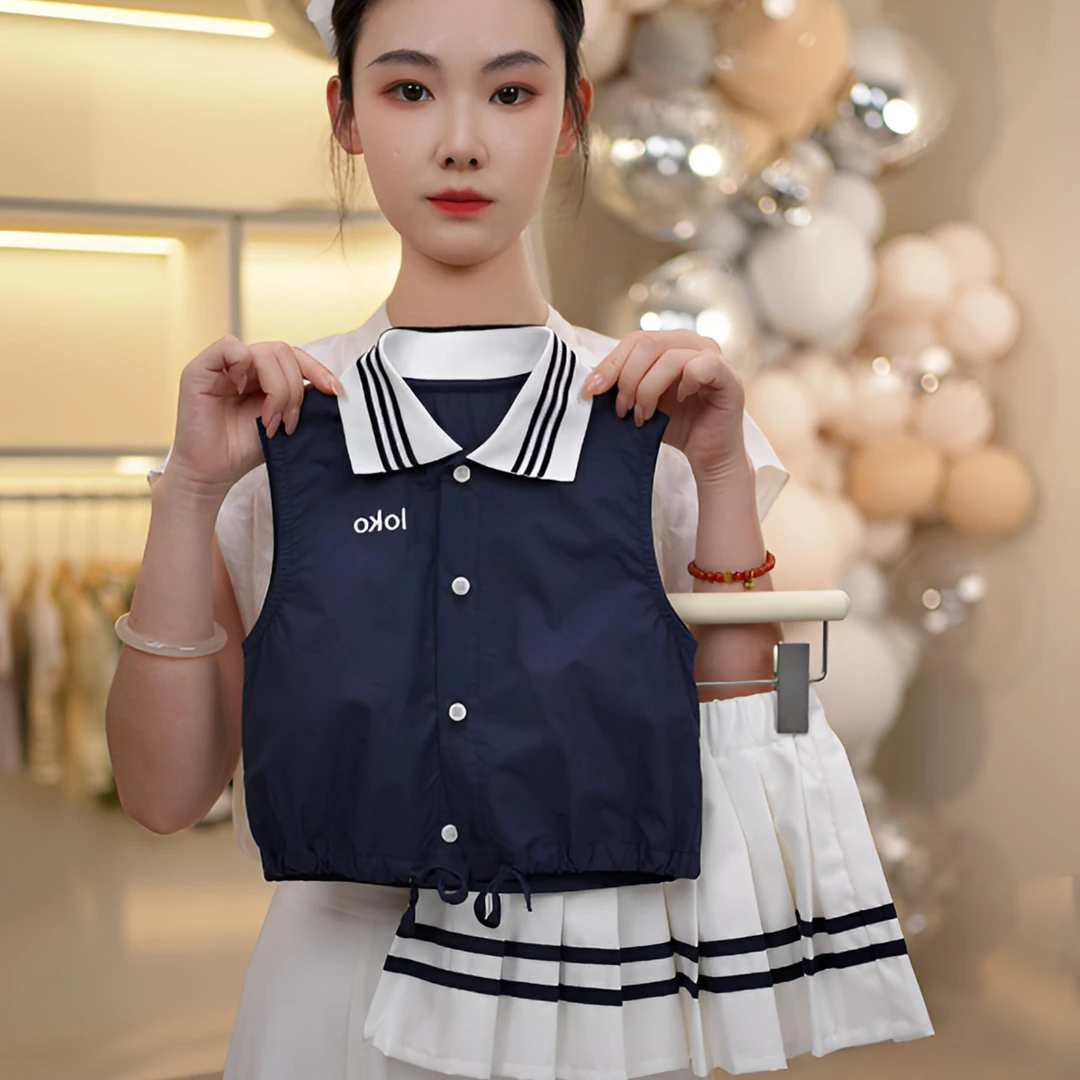 女童夏季套装2025新款学院风两件套百搭百褶裙儿童洋气翻领上衣