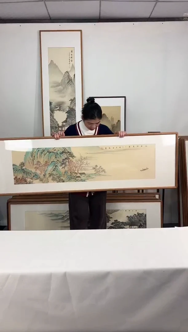 国画手绘*泛舟访友*52*172cm