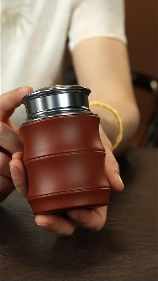 紫砂茶叶罐直播福利朱泥竹节茶叶罐50g