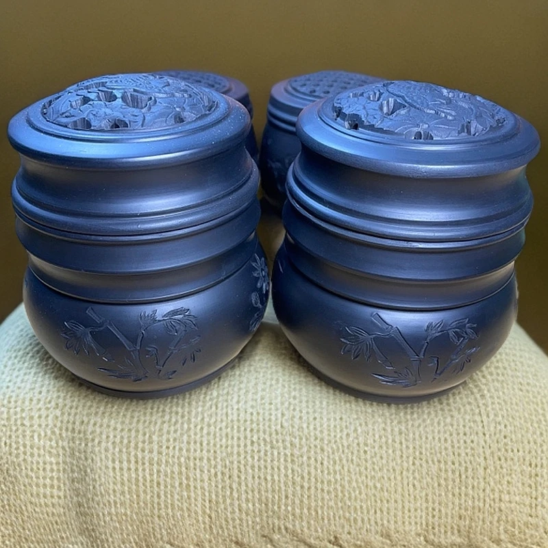 【老谷梅兰竹菊】黑色三合土底柴窑手工油葫芦黑虫叫罐鸣虫用品
