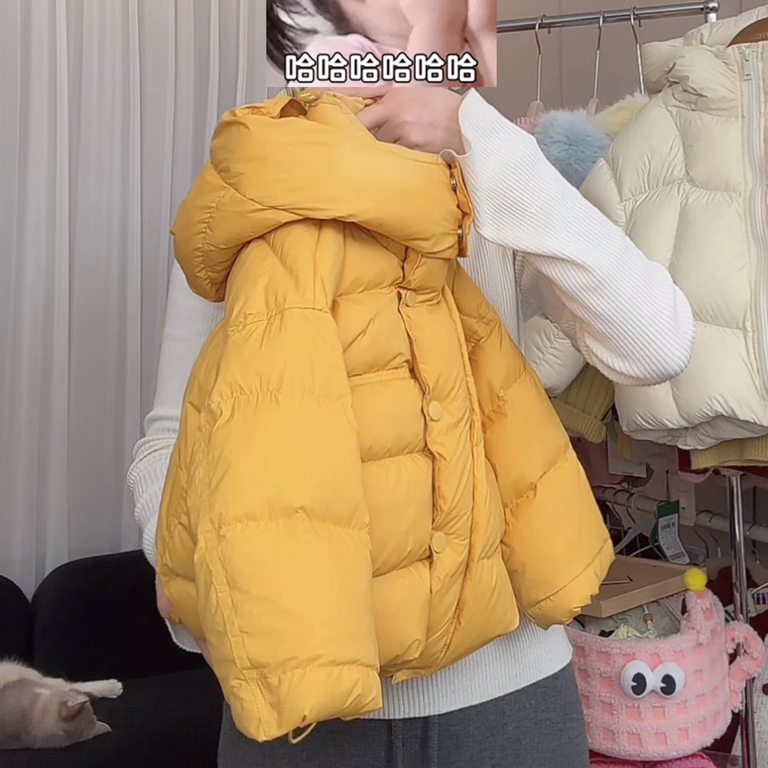 女童加棉外套冬季2025新款洋气宝宝保暖棉服冬装儿童加厚橙色棉衣