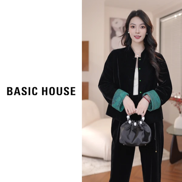 Basic House/百家好春季新款新中式国风丝绒外套B1194B54982