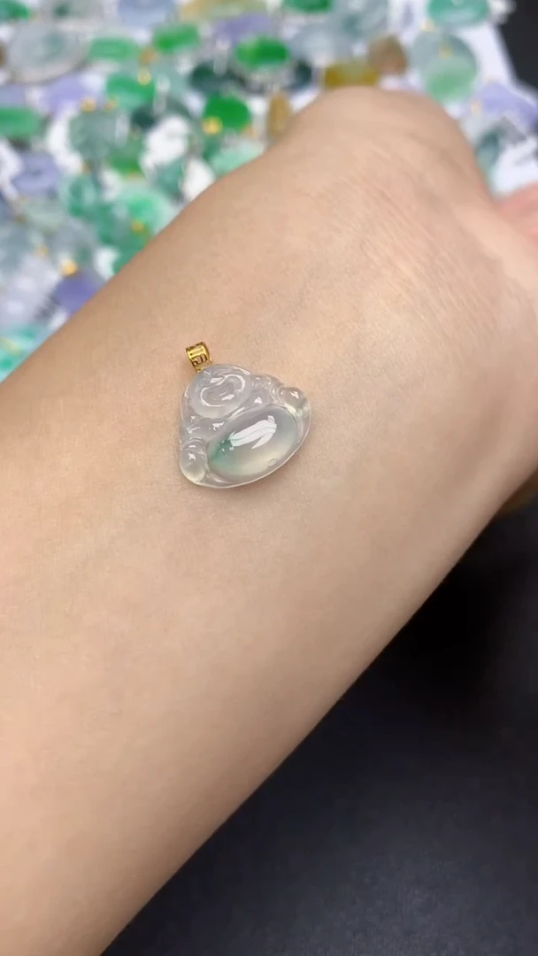 翡翠18K金镶嵌颈饰天然缅甸a货翡翠百元以上9元证书费自理