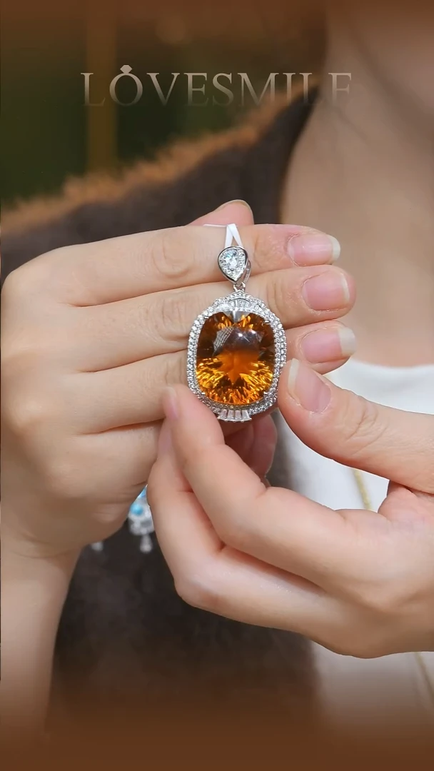 吊坠(不含链)银S925镶嵌黄晶009