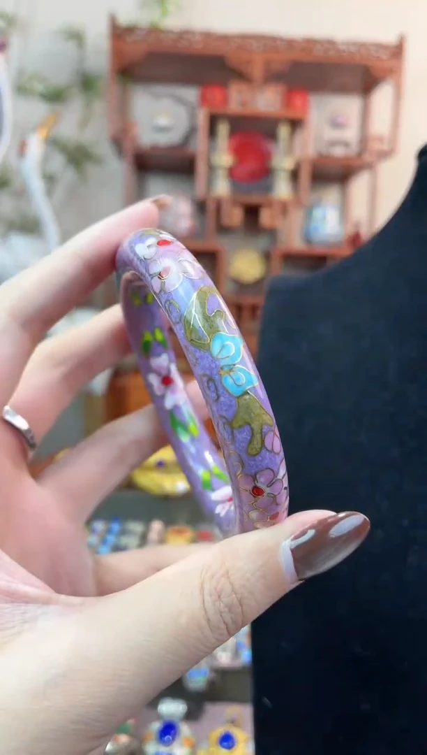非遗手工景泰蓝镯子紫色
