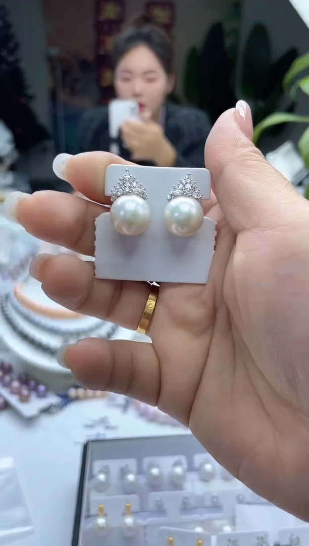 未镶嵌耳饰淡水珍珠白色系冰雪女王耳饰