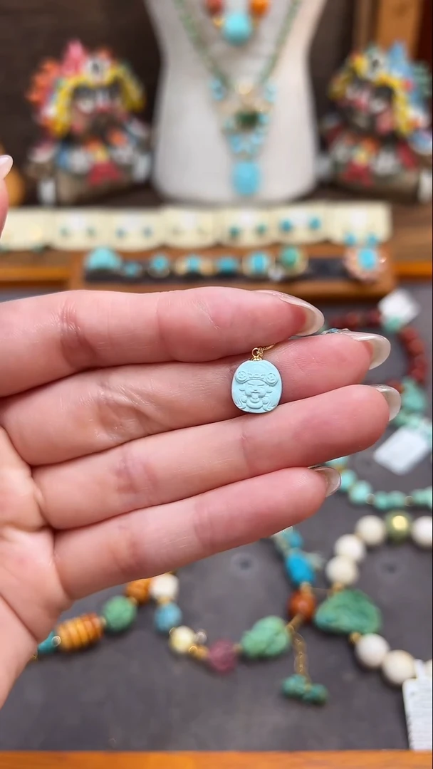 绿松石18K金镶嵌提溜绿松石提溜