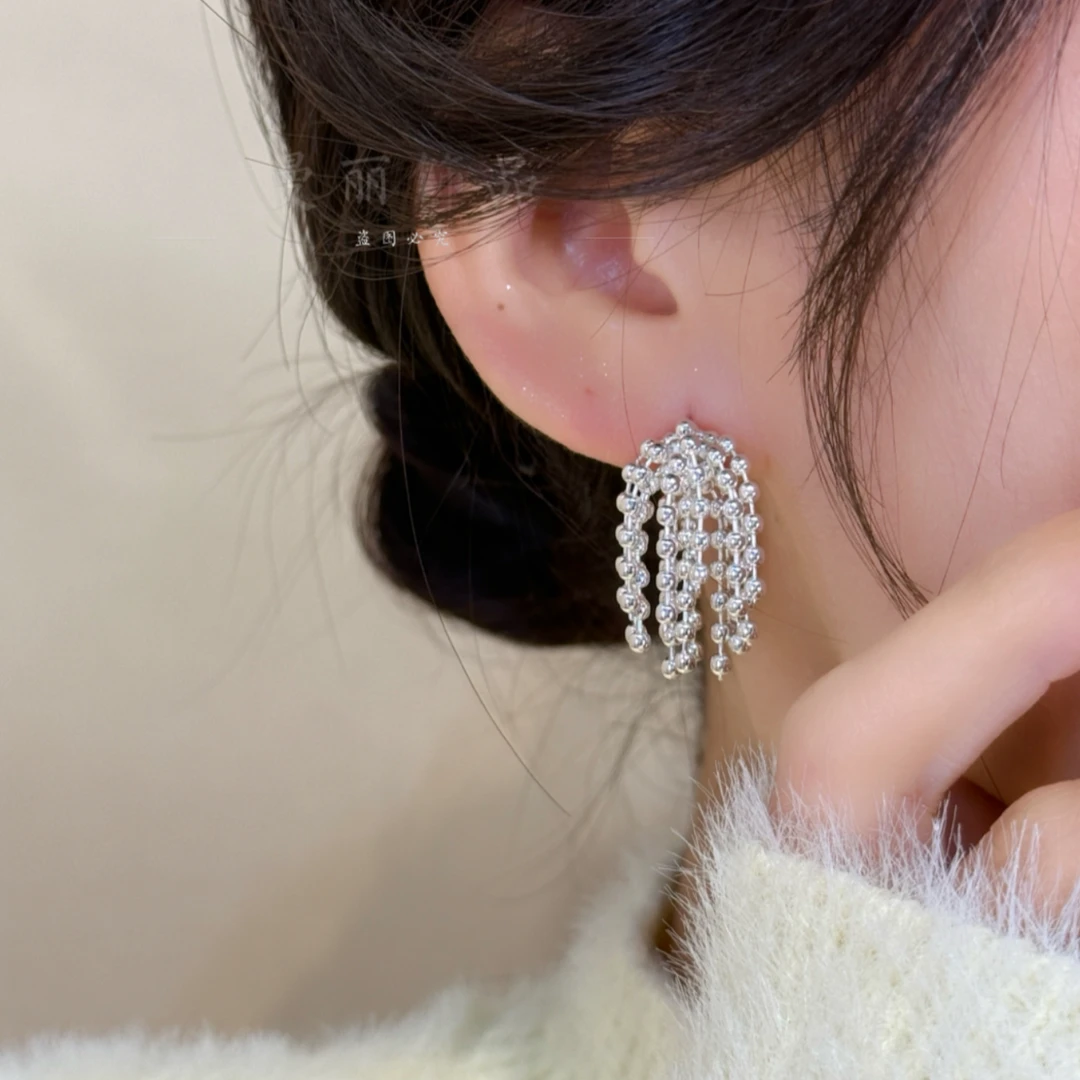 铜合金耳饰 气质轻奢百搭藤萝流苏耳钉