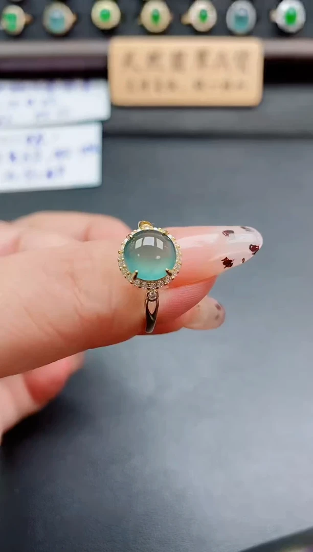 银S925镶嵌戒指翡翠1