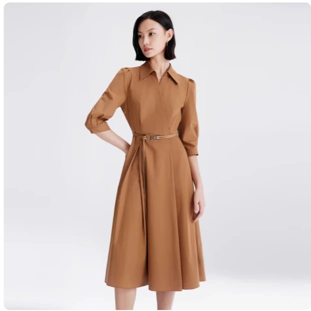 【安雅专属】卡迪黛尔时尚拼接七分袖连衣裙西装裙女CF04718D5
