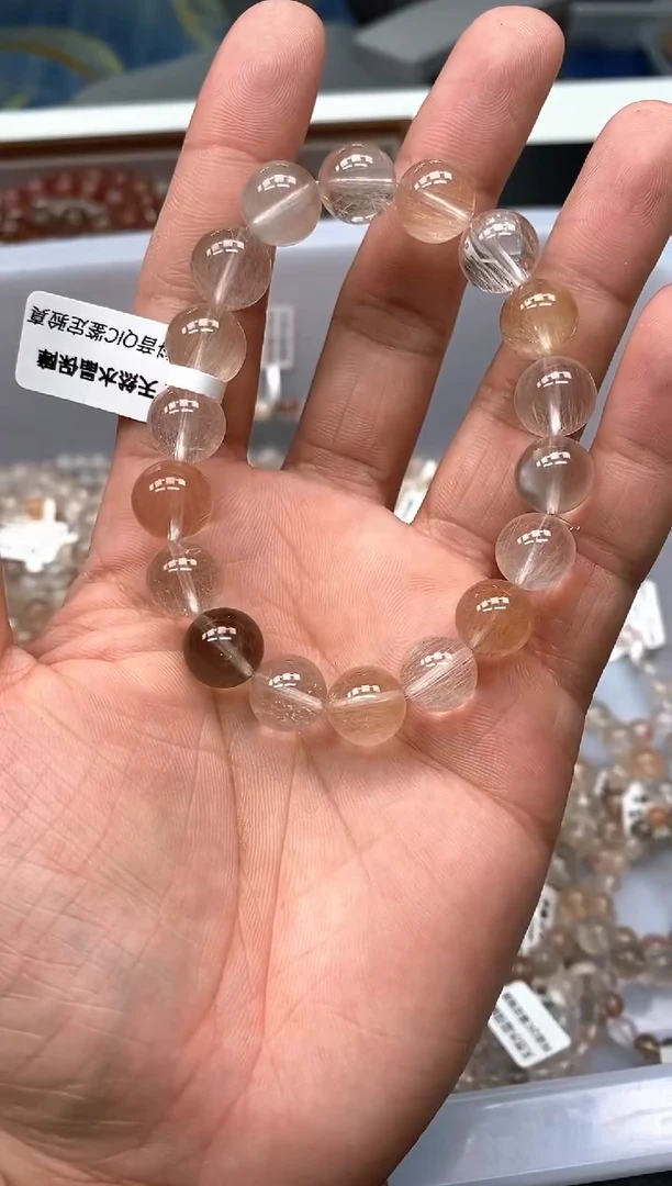 未镶嵌手串水晶2彩兔毛10mm