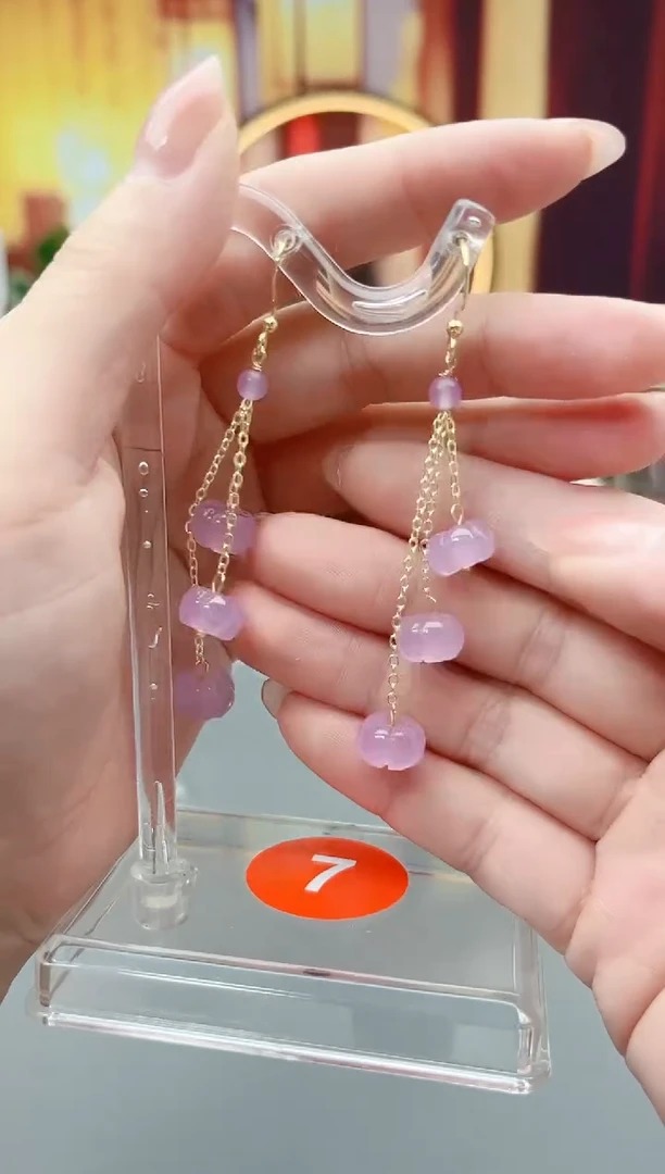 银S925镶嵌石英质玉（非洲翠）耳钉x05