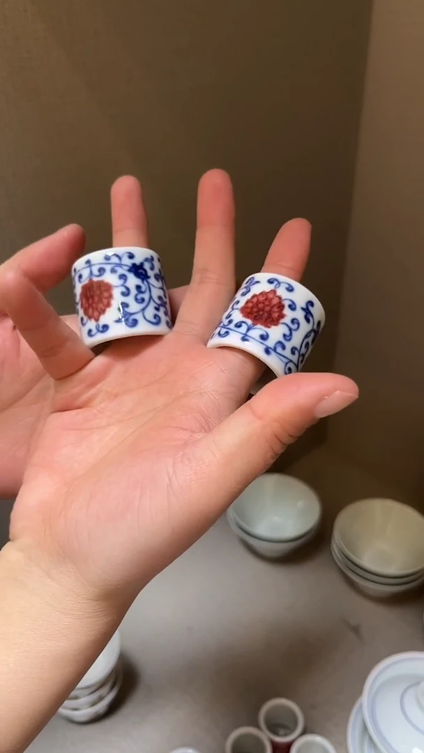 景德镇高温瓷两只扳指