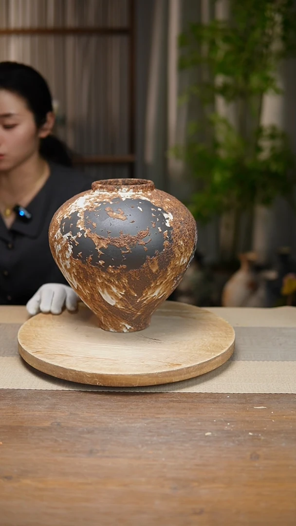 【闪购商品】陶瓷花器诧寂棕月亮罐