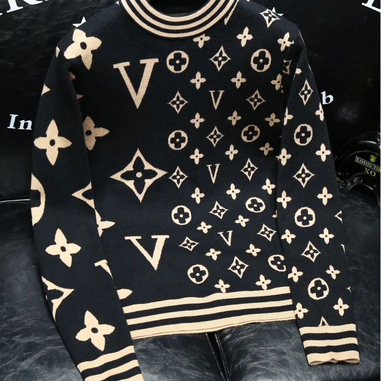 奇珀菲仑提花羊毛衫男秋冬新款潮流修身内搭保暖打底衫毛衣