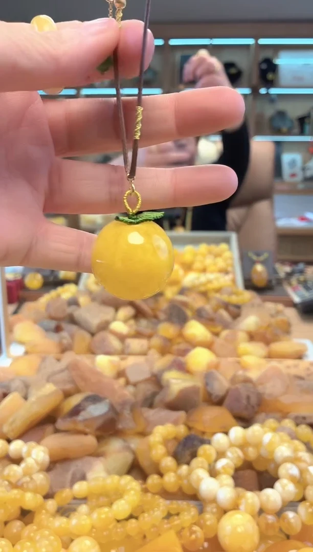 蜜蜡颈饰未镶嵌天然蜜蜡圆珠苹果