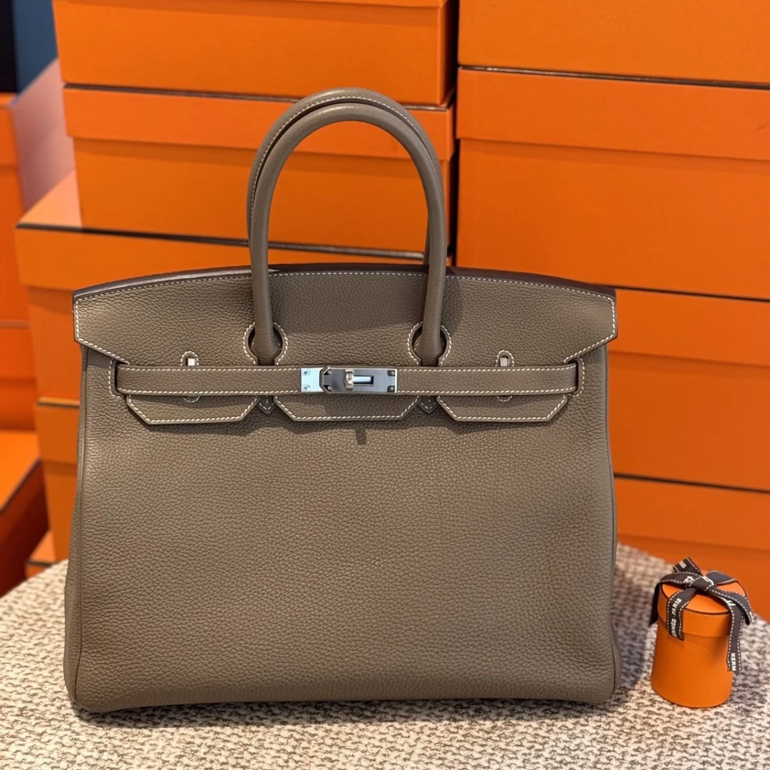 99新 Hermes/爱马仕 BK35大象灰 框M 手提包