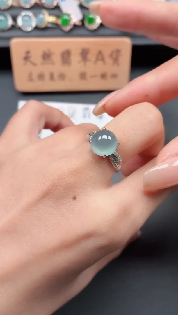 银S925镶嵌戒指翡翠11