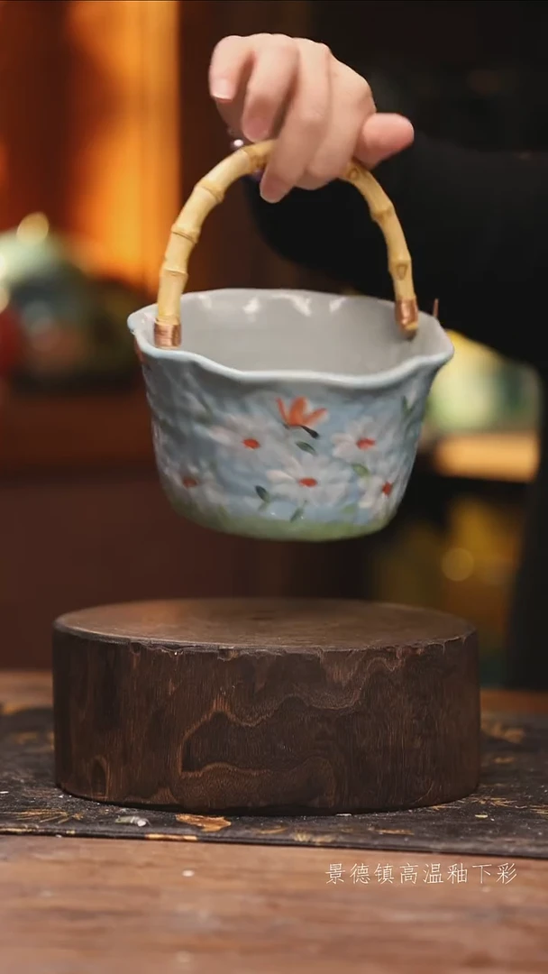 陶瓷景德镇高温釉下手绘陶瓷@L465@