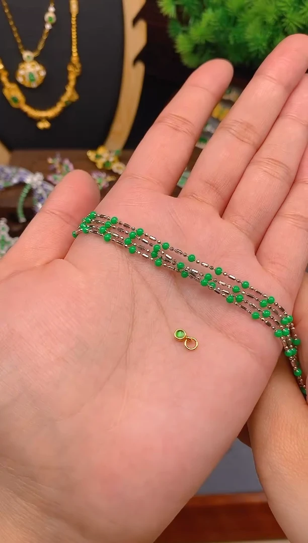 【闪购商品】翡翠项链银S925镶嵌银色碎银几两项链1条