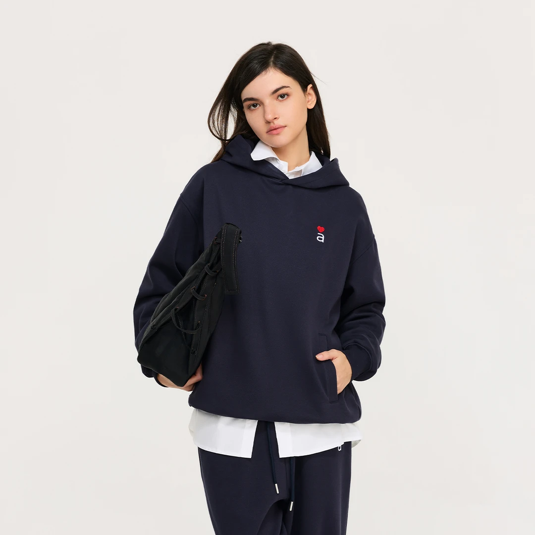 ATRY卫衣女秋冬帽衫男新款2024美式连帽灰色百搭宽松肌理感套装