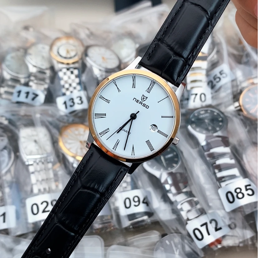 NERSD/耐尔斯顿进口机芯石英表黑皮带男表单历间金色撤柜少量现货