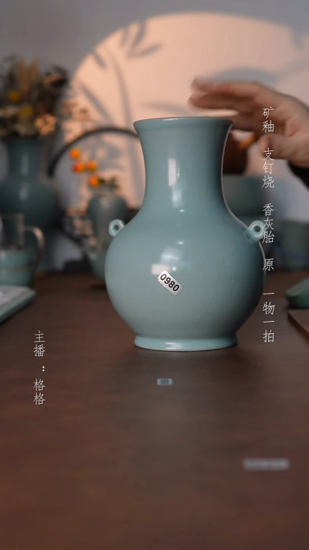 摆件瓷仿古原矿釉手工19cm