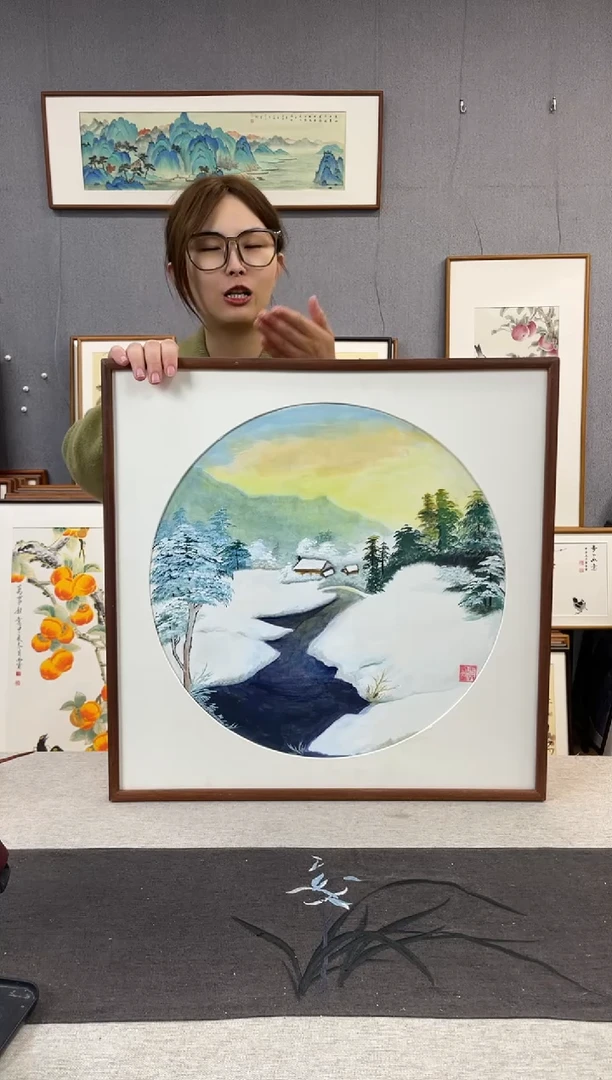 【闪购商品】国画手写手绘带框作品-52*52-