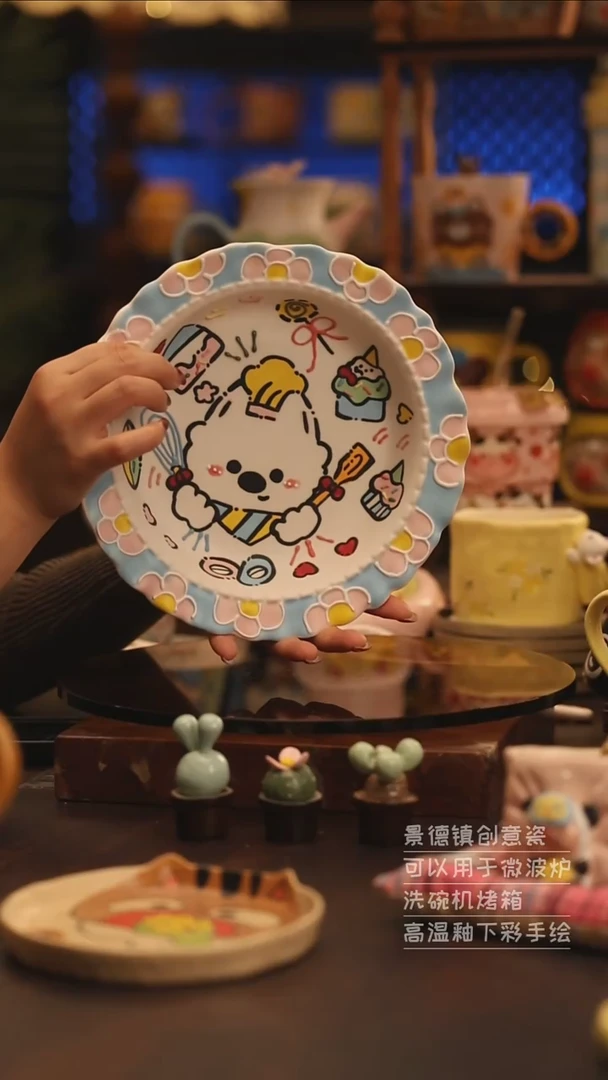 陶瓷景德镇可爱陶瓷釉下彩绘设计师款