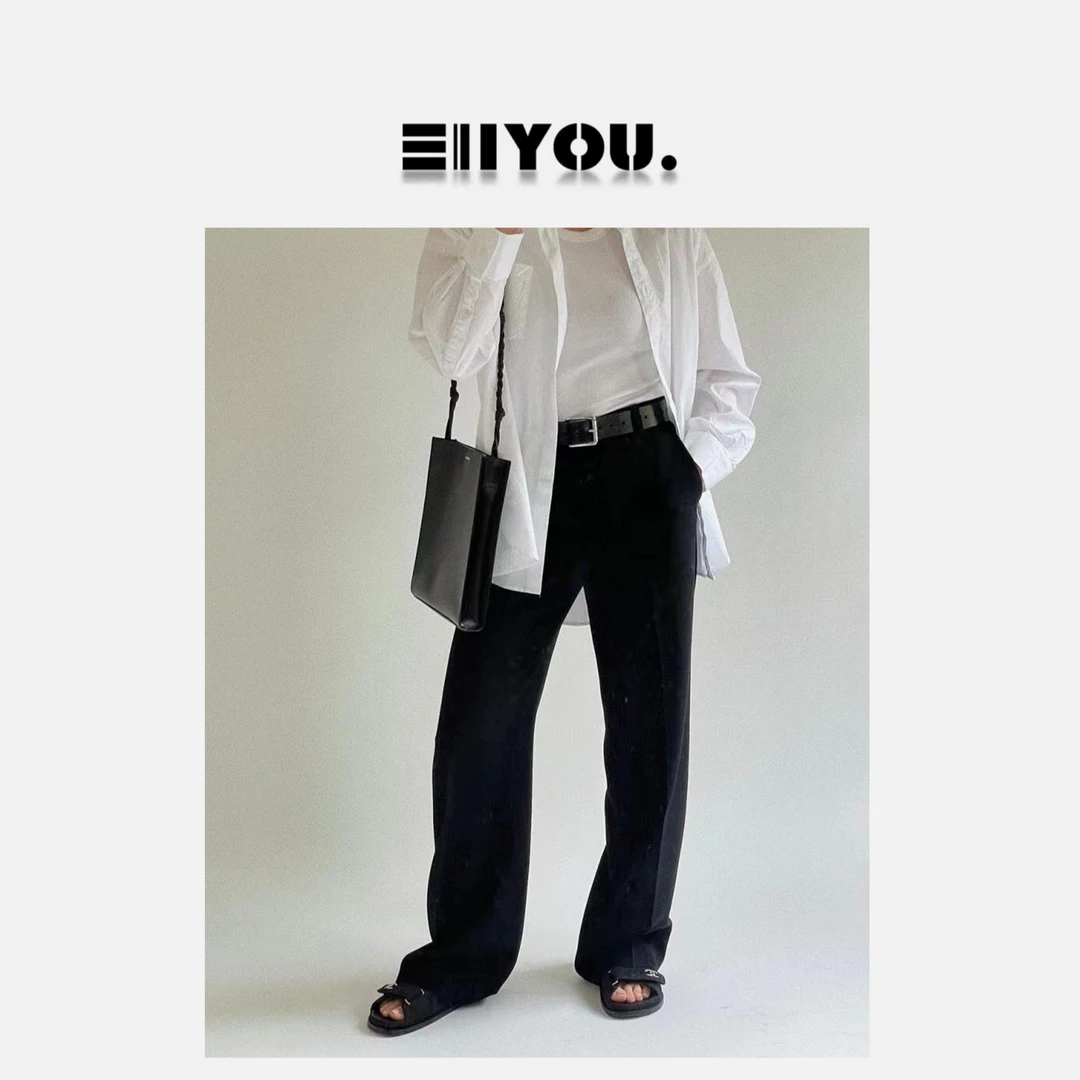 【ENYOU好物】简奢空气感 黑色拖地裤
