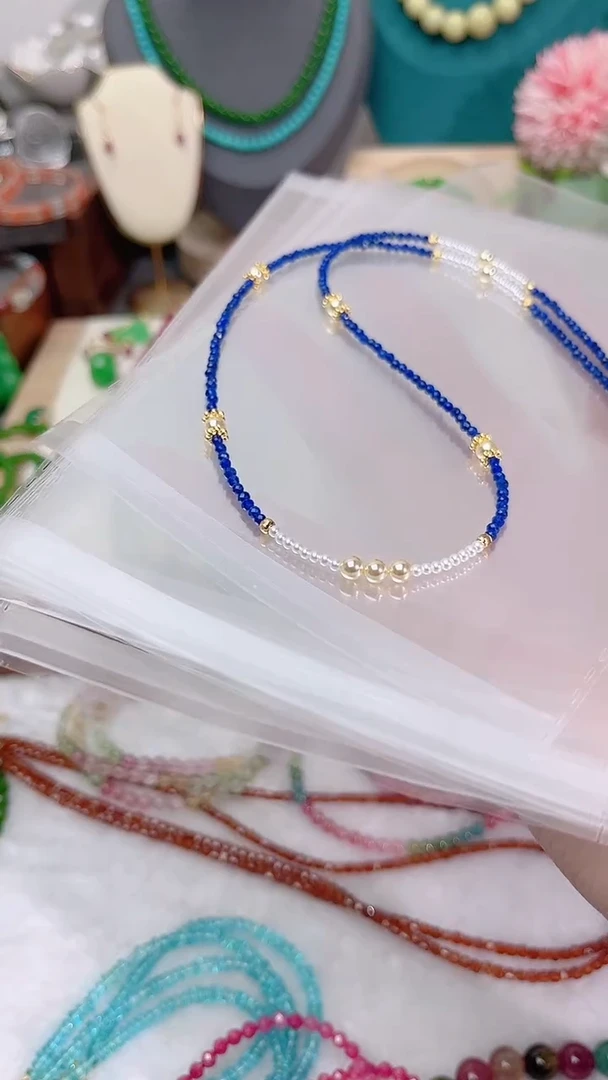 青金石银S925镶嵌颈饰刻89