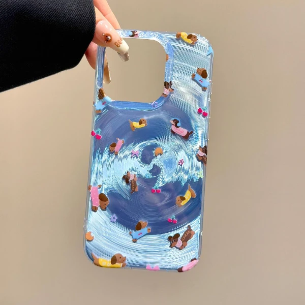 旋涡腊肠狗适用苹果16promax手机壳iPhone15/14/13/12/11新款全包