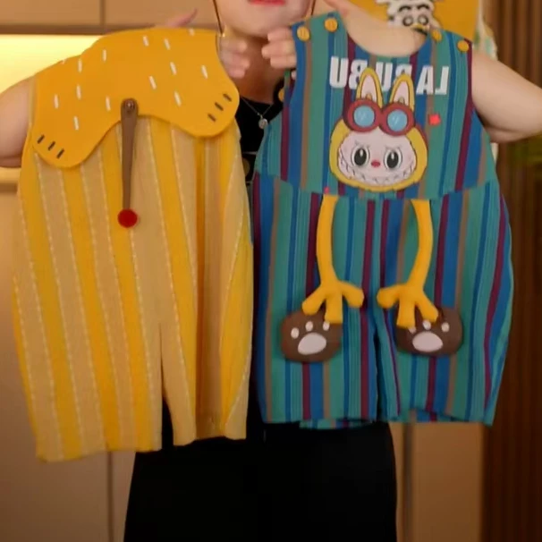 儿童夏季2025可爱连体衣无袖潮流爬爬服帅气渔夫裤夏款背带裤哈衣