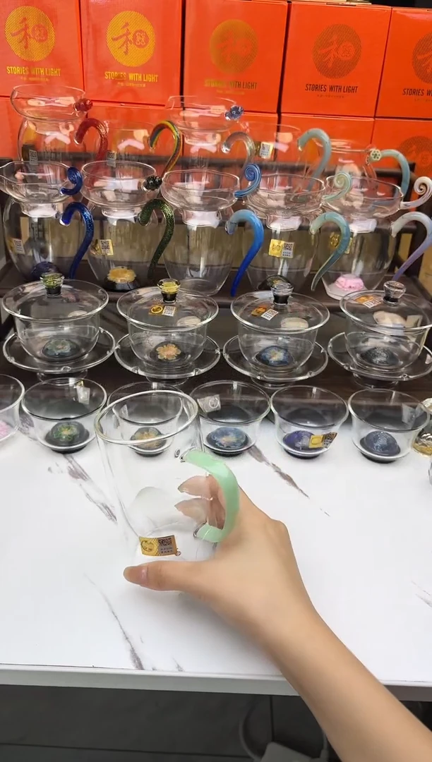 手工艺品玻璃禾器江山如画清简