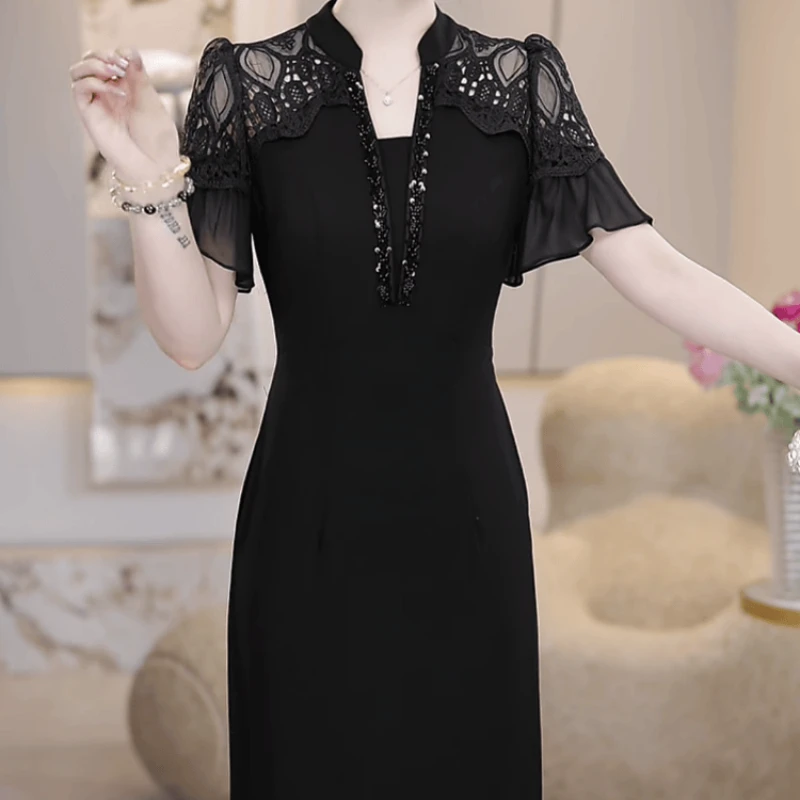 711【连衣裙】2025夏季新款高端轻奢女人味收腰显瘦中长款连衣裙