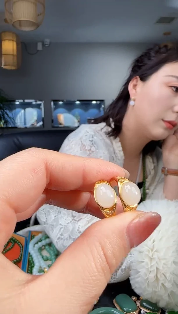 银S925镶嵌戒指和田玉多样性发货拍一发一