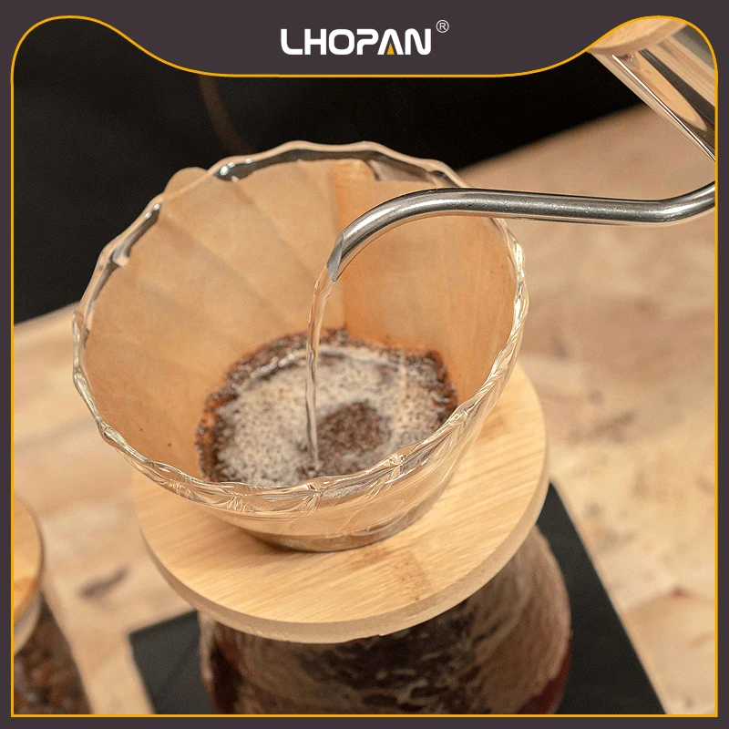 L'HOPAN/欧烹木纹套装便携美式咖啡壶手冲咖啡器手磨耐热细口精致