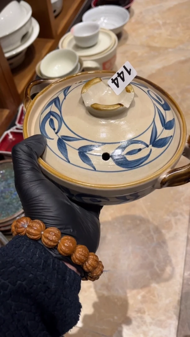 【闪购商品】瓷片144  蓝草釉砂锅1个