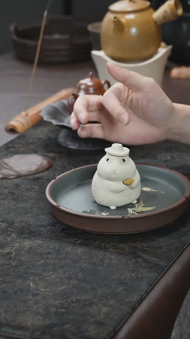 九隐茶器白泥紫砂鼠鼠