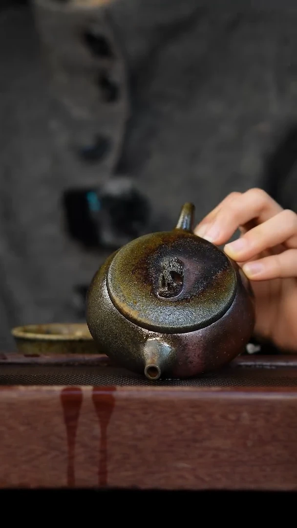 茶壶紫砂柴烧紫砂 天青扁晨150cc