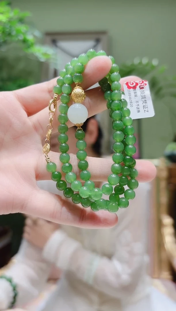 颈饰银S925镶嵌和田玉碧玉项链Z多样性发货