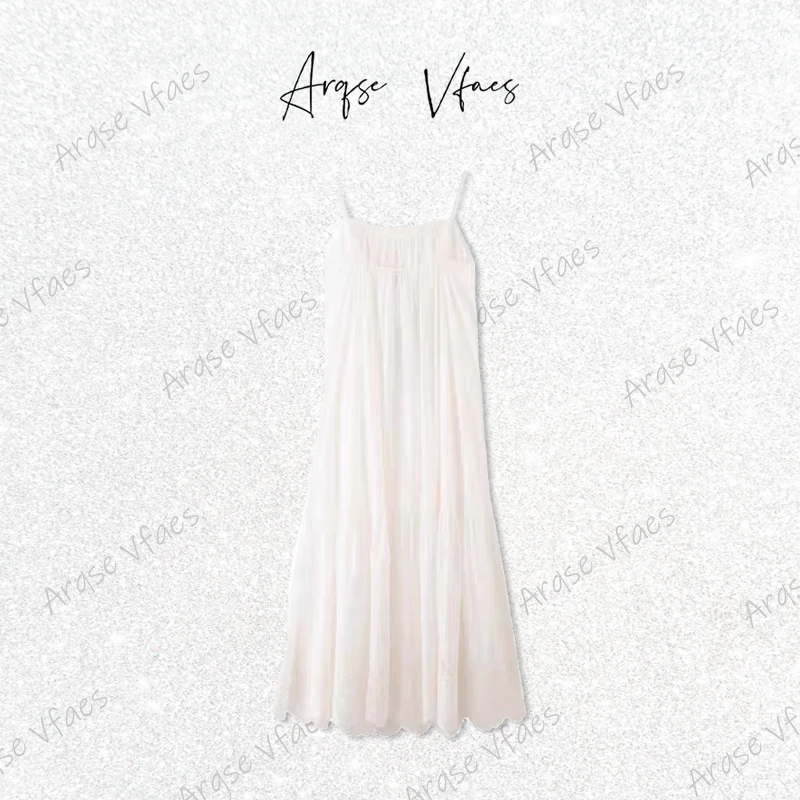ARQSEVFAES—2025夏季新款白色吊带连衣裙文艺仙女长裙50539058