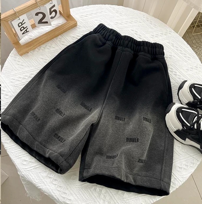 儿童服装短裤渐变水洗夏季中裤松紧带男休闲裤五分裤可外穿