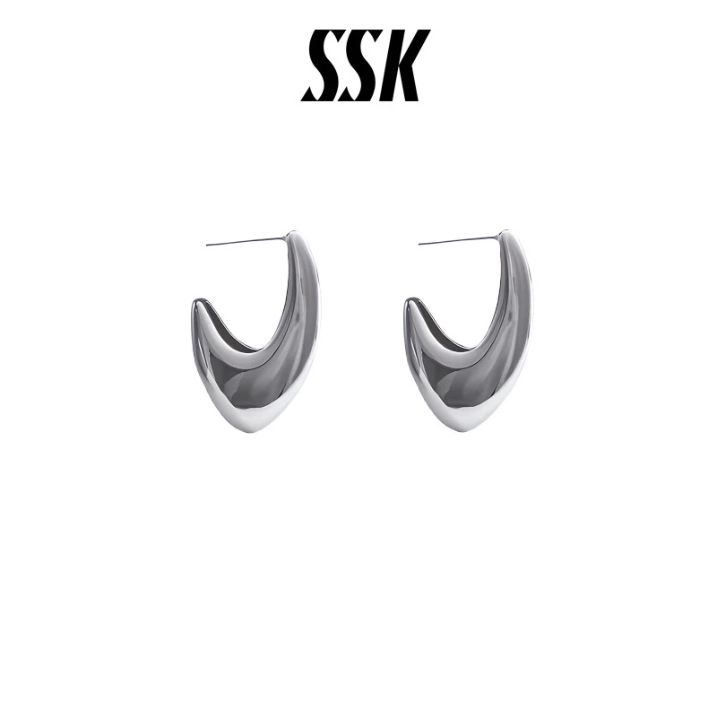 铜合金耳饰 【银月】法式时尚高级感耳环