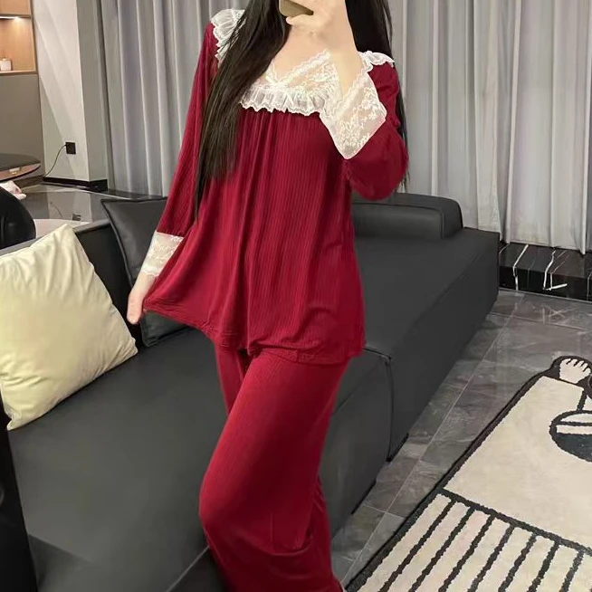 宫廷复古蕾丝带胸垫家居服性感夏季薄款甜美睡衣女款爆款2025新款