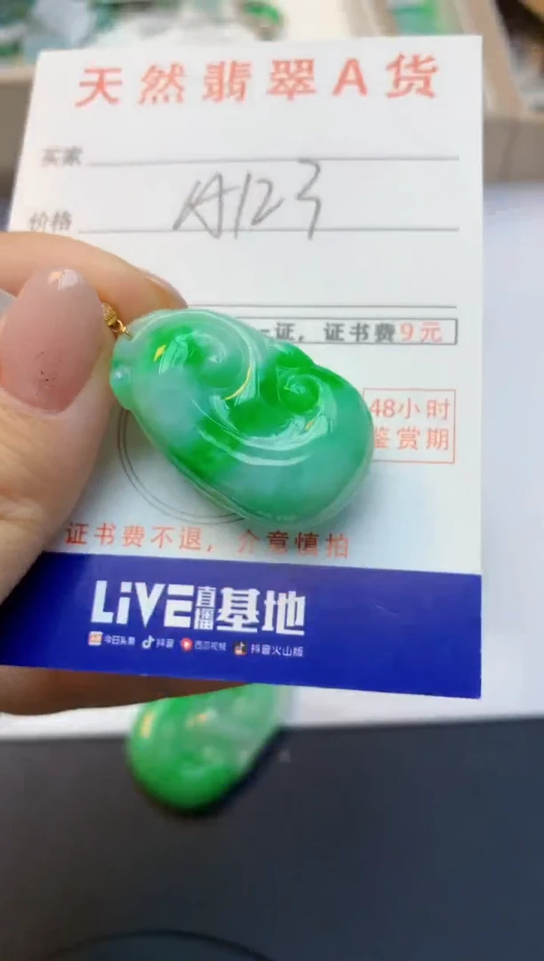 颈饰18K金镶嵌翡翠天然A货翡翠百元以上9元证书费自理