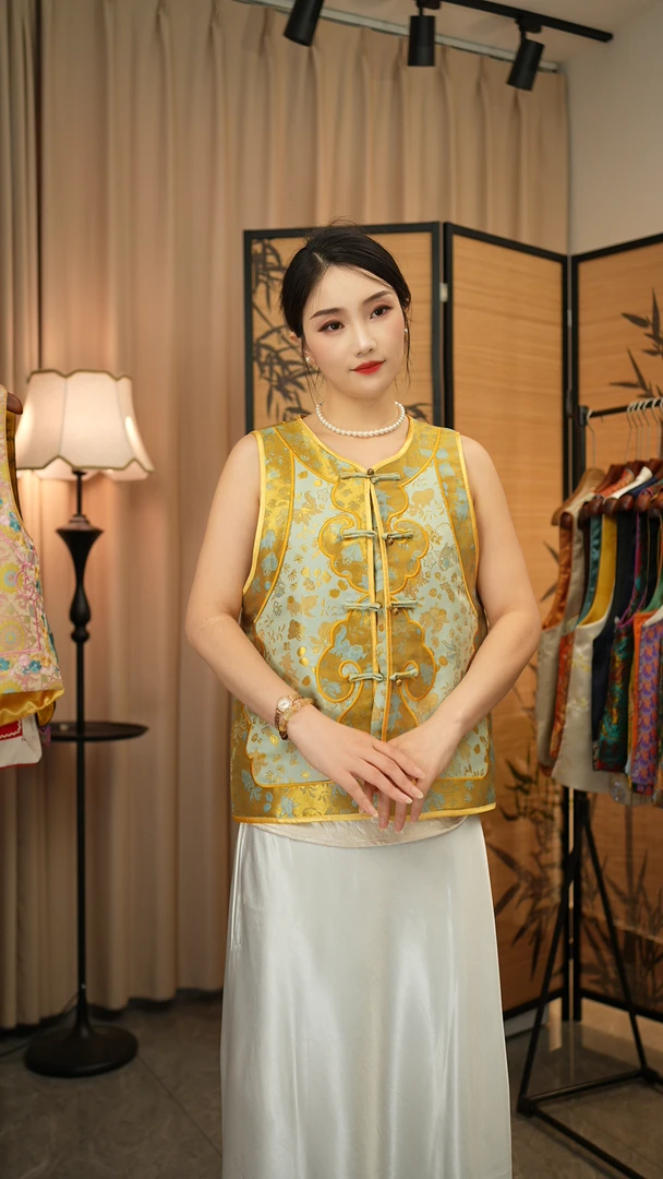 CHUNTIAN【格格澜浠】李李新中式新宋锦提花马甲百搭