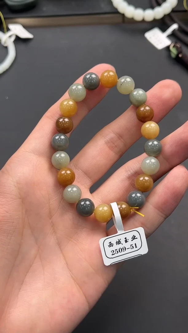 未镶嵌手串和田玉若羌楼兰三色手串卡10微色差