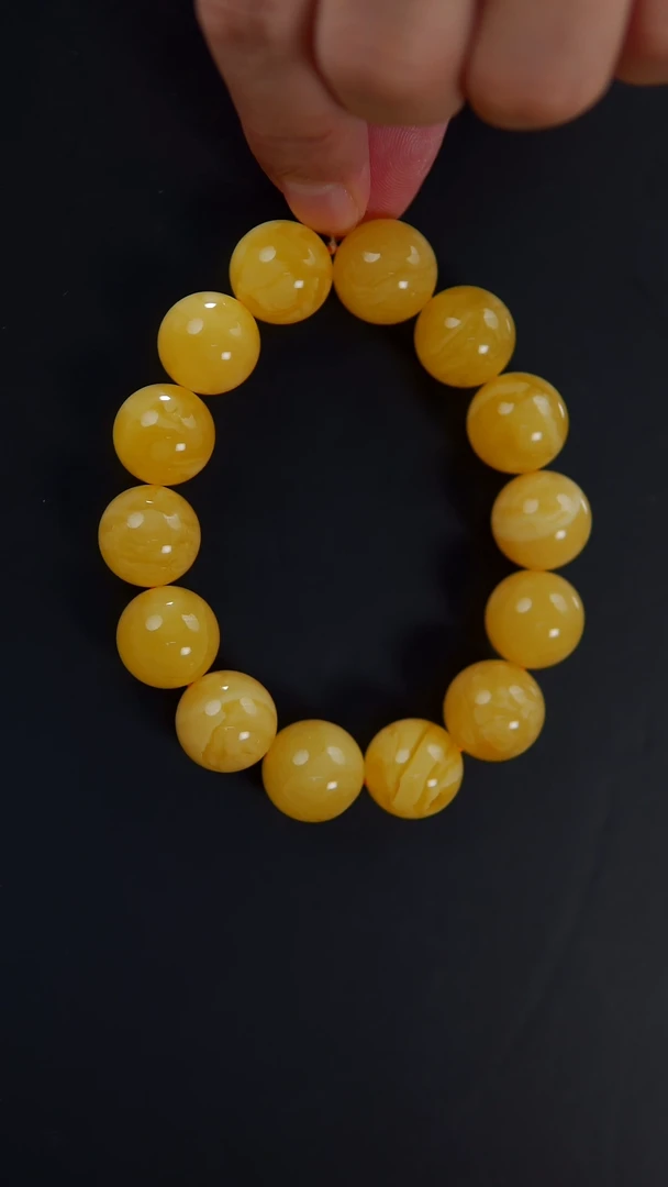 【闪购商品】蜜蜡手串未镶嵌焦皮料圆珠手串34.41