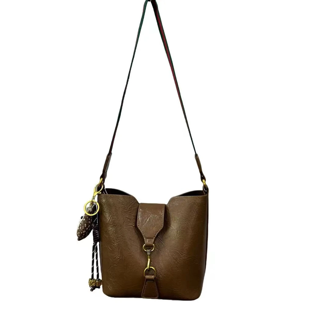 【RAIN·CUN】 轻奢百搭单肩斜挎菜篮子包 QYX-9656-摩卡棕